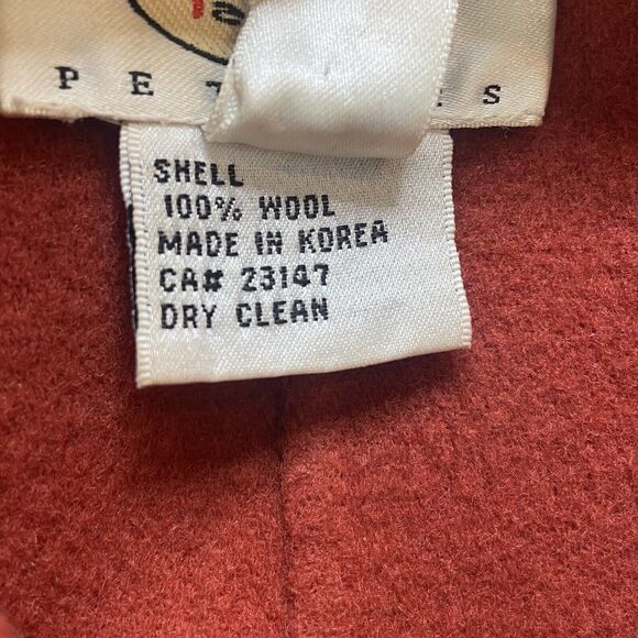 TALBOTS Jacket Coat Size 16 Petites 100% Wool Orange Button Front Blazer - Picture 8 of 11